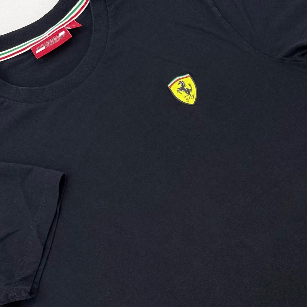 Scuderia Ferrari T-Shirt Mens Large Black Embroidered Logo Racing Tee Excellent